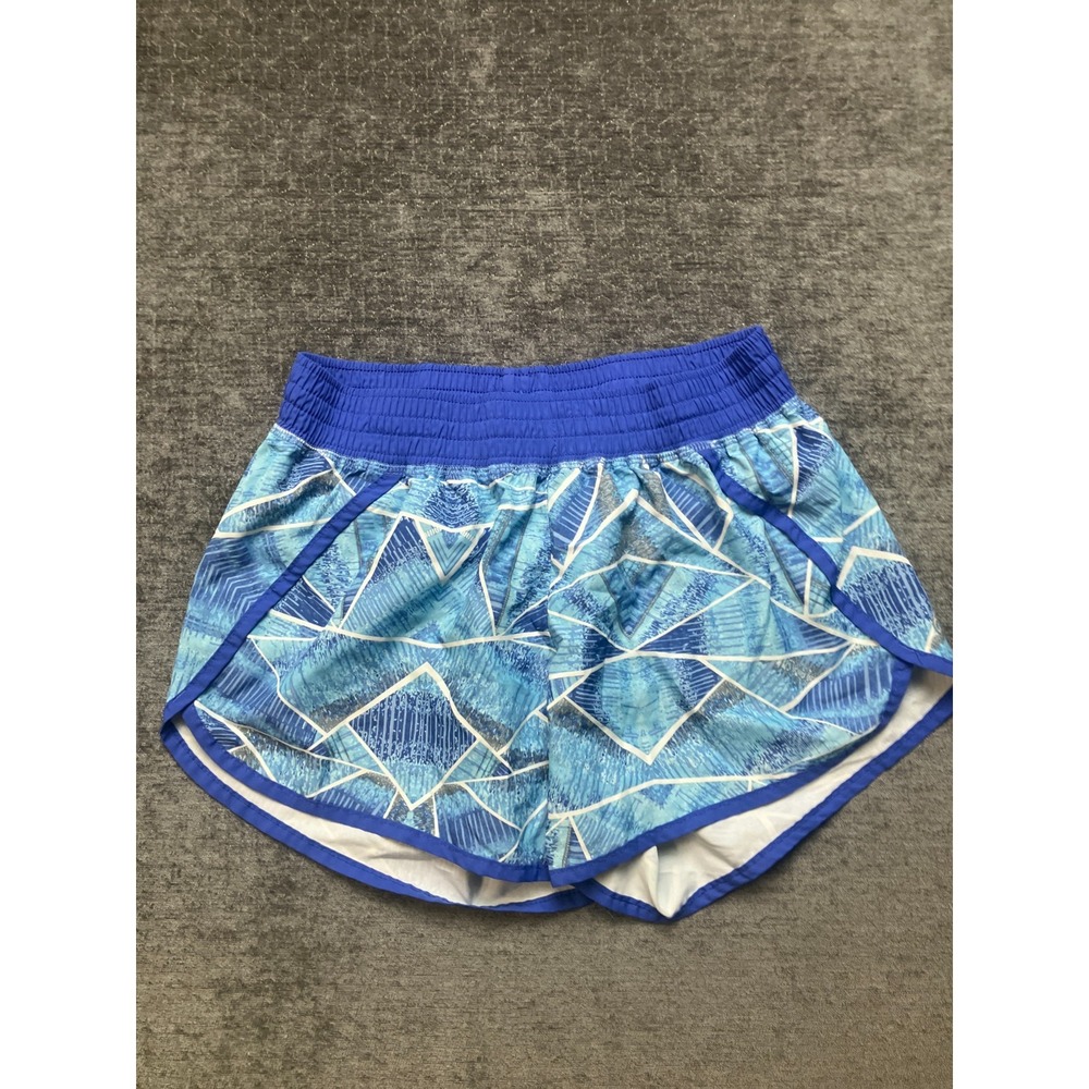 Champion Running Shorts Women's S Blue Geometric Athletic Workout Elastic Waist